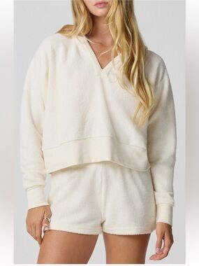 Florence by Mills Cream Supersoft Crop Hoodie Size S NWOT Cozy Lounge